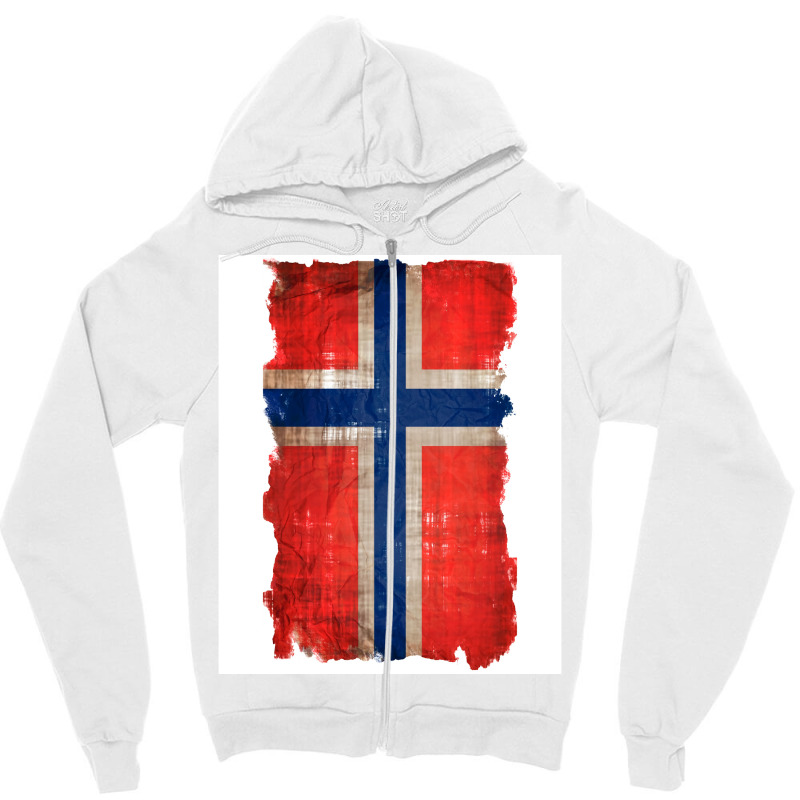 Vintage Norwegian Flag  Red Hippie Zipper Hoodie | Artistshot