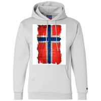 Vintage Norwegian Flag  Red Hippie Champion Hoodie | Artistshot