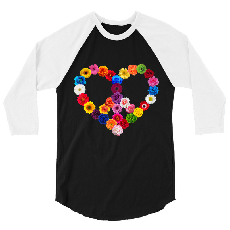 Limited Edition Peace Sign Heart Flowers Valentine's Day Love Floral 3/4 Sleeve Shirt by Kristina Ritchey | Artistshot