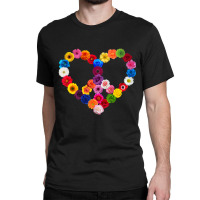 Limited Edition Peace Sign Heart Flowers Valentine's Day Love Floral Classic T-shirt | Artistshot