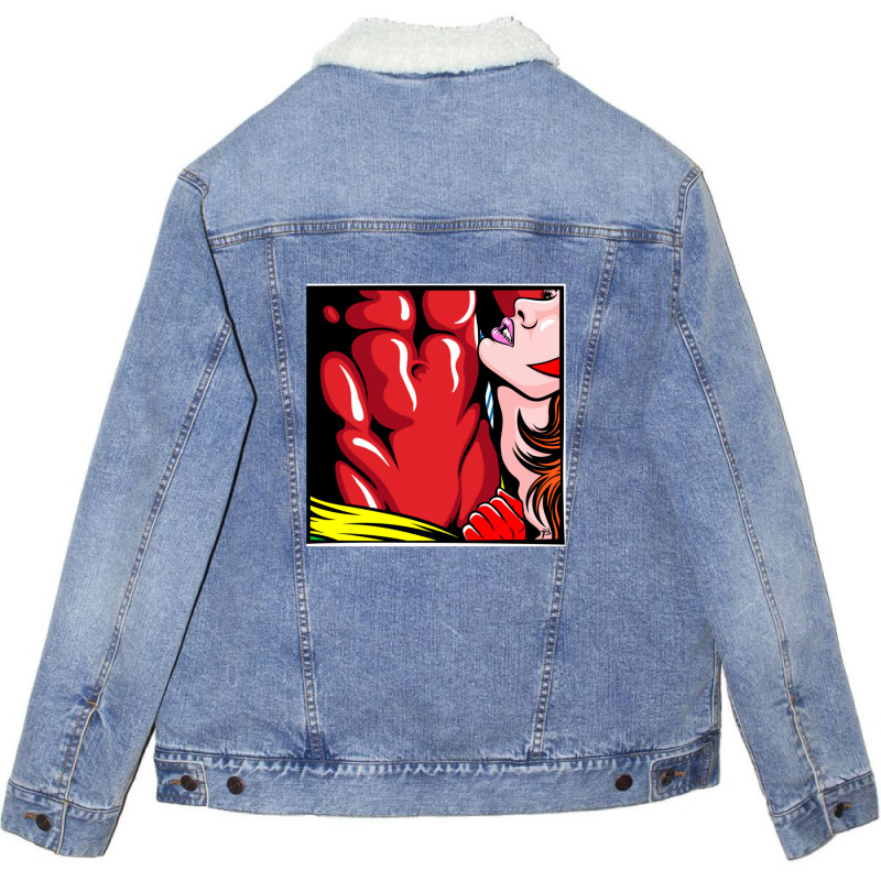 Red Love V Unisex Sherpa-lined Denim Jacket | Artistshot