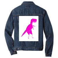 Funny Pink T Rex Poster Red Men Denim Jacket | Artistshot