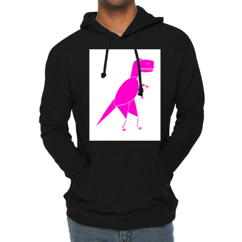 Funny Pink T Rex Poster Red Lightweight Hoodie | Artistshot