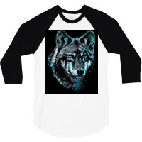 Wolf Face Blue Light Art  Hipster Hipster 3/4 Sleeve Shirt | Artistshot