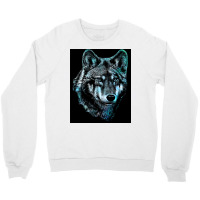 Wolf Face Blue Light Art  Hipster Hipster Crewneck Sweatshirt | Artistshot