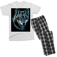 Wolf Face Blue Light Art  Hipster Hipster Men's T-shirt Pajama Set | Artistshot