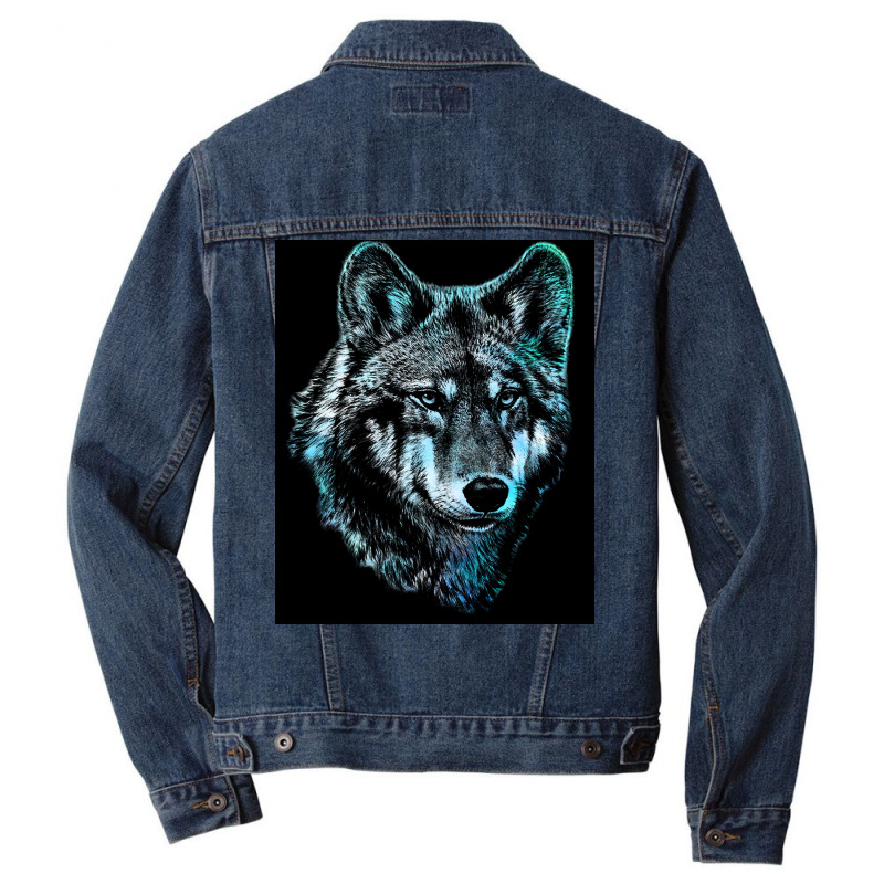 Wolf Face Blue Light Art  Hipster Hipster Men Denim Jacket | Artistshot