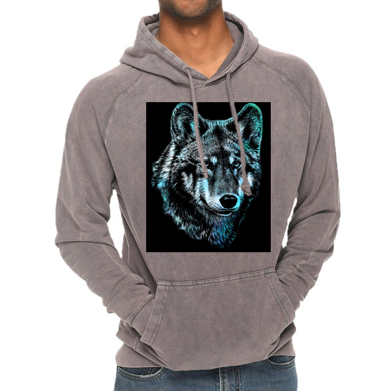 Wolf Face Blue Light Art  Hipster Hipster Vintage Hoodie | Artistshot