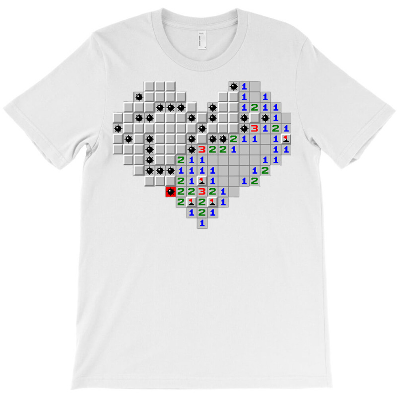 Minesweeper Heart Love Cute Valentine Day Long Sleeve T Shirt T-Shirt by berkenby | Artistshot