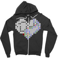 Minesweeper Heart Love Cute Valentine Day Long Sleeve T Shirt Zipper Hoodie | Artistshot