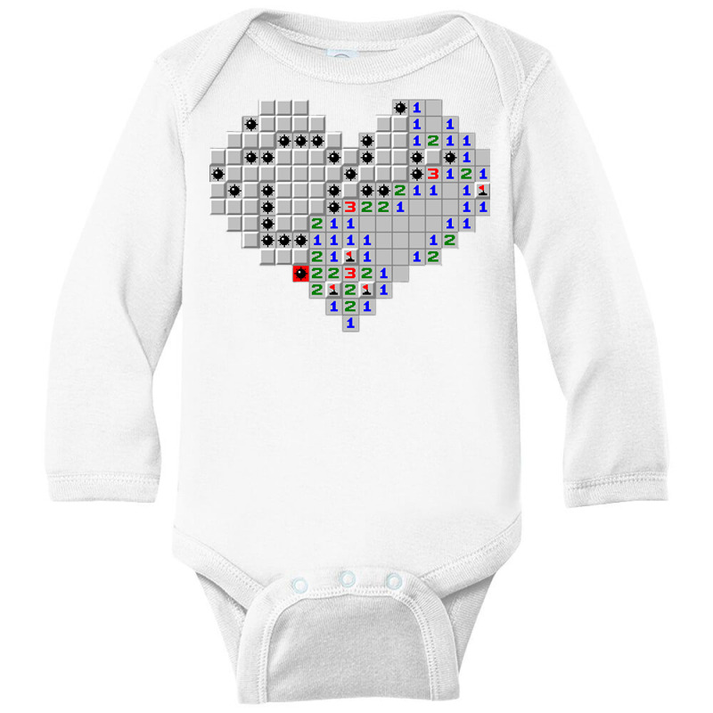 Minesweeper Heart Love Cute Valentine Day Long Sleeve T Shirt Long Sleeve Baby Bodysuit by berkenby | Artistshot