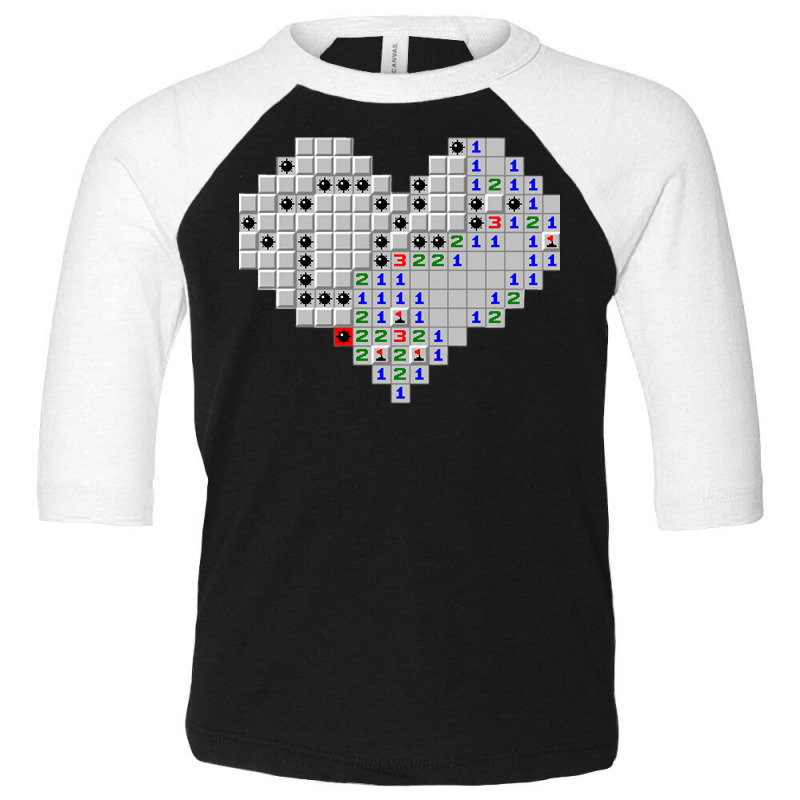 Minesweeper Heart Love Cute Valentine Day Long Sleeve T Shirt Toddler 3/4 Sleeve Tee by berkenby | Artistshot