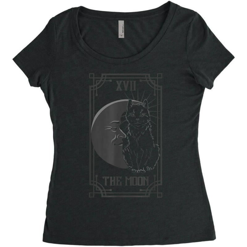 Tarot Card The Moon And The Cat Gothic Pagan Women's Triblend Scoop T-shirt by KarinLeighPurcell | Artistshot