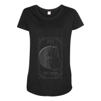 Tarot Card The Moon And The Cat Gothic Pagan Maternity Scoop Neck T-shirt | Artistshot