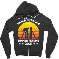 Hot Trend Summer Reading 2021 Tails And Tales Retro Sunset Zipper Hoodie | Artistshot