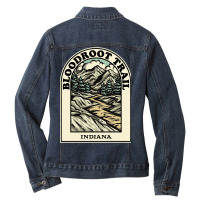 Bloodroot Trail Indiana Hiking Backpacking Trail Ladies Denim Jacket | Artistshot