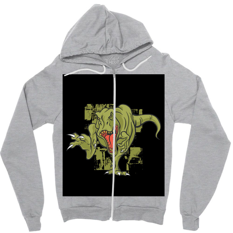 Green Trex Tyrannosaurus Dinosaur Poster Summer Zipper Hoodie | Artistshot