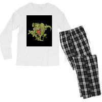 Green Trex Tyrannosaurus Dinosaur Poster Summer Men's Long Sleeve Pajama Set | Artistshot