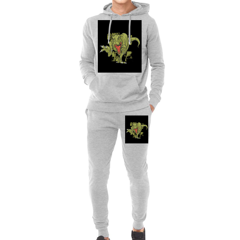 Green Trex Tyrannosaurus Dinosaur Poster Summer Hoodie & Jogger Set | Artistshot