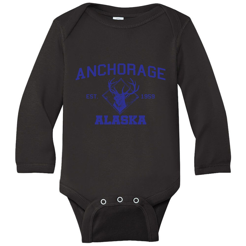 Anchorage Alaska Moose 1959 Blu Long Sleeve Baby Bodysuit by stumbledfeatures425 | Artistshot