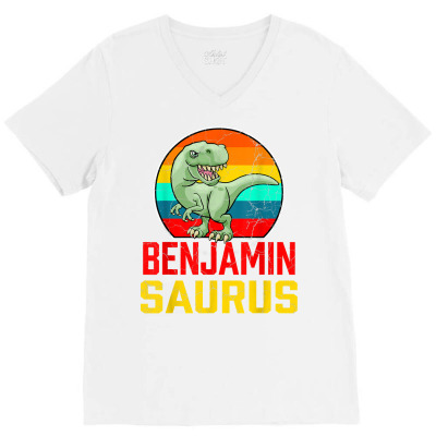 Benjamin Saurus Family Reunion Last Name Team Funny Custom T Shirt V-neck Tee Designed By Luantruong