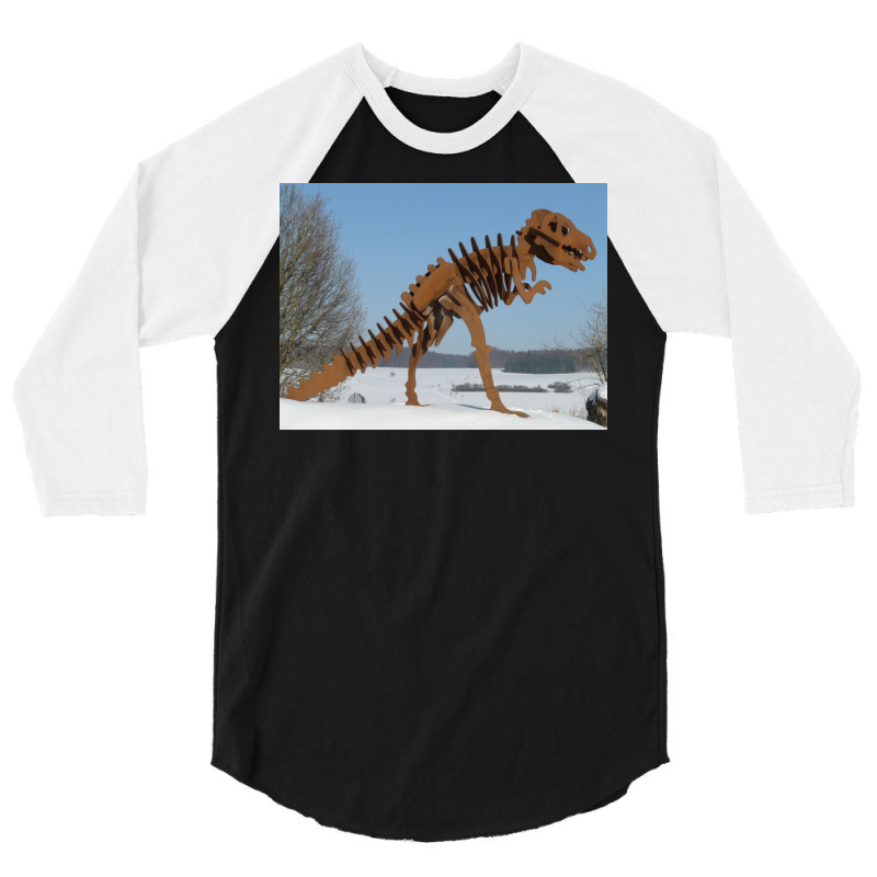 Halloween Dinosaur Skeleton Vintage Halloween Art Trex Cartoon Poster 3/4 Sleeve Shirt | Artistshot