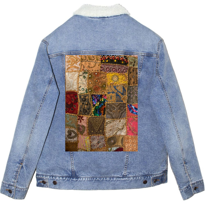 Handmade Arat Poster Blue Unisex Sherpa-lined Denim Jacket | Artistshot