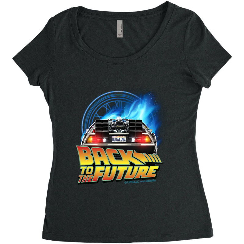 Back To The Future Delorean Teleport And Clock Tower. Perfect Present Women's Triblend Scoop T-shirt by davidozoan | Artistshot