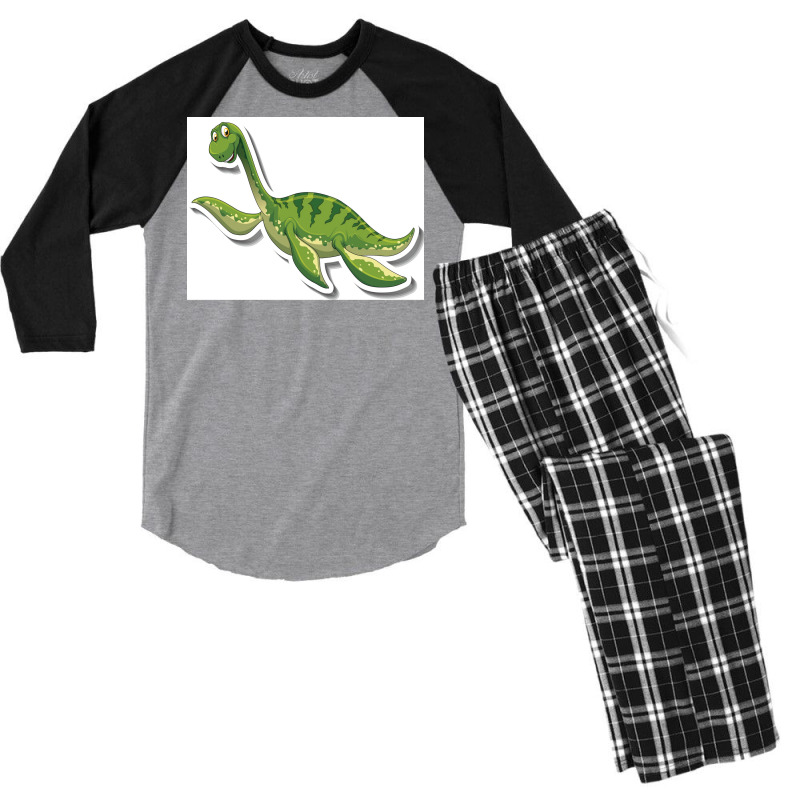 Plesiosaurus Plesiosauria Dinosaur Cute Cartoon Poster Tumblr Men's 3/4 Sleeve Pajama Set | Artistshot