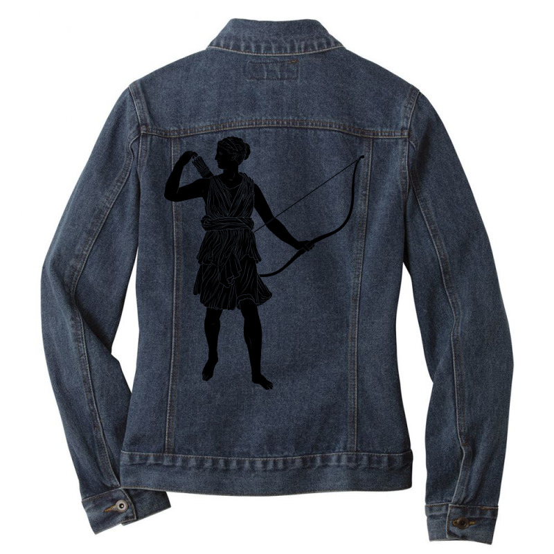 Artemis Greek Goddess Ancient Greek Hunt And Moon Ladies Denim Jacket by fumbledeafness270 | Artistshot