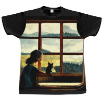 All You Need Is A Cat As You Stare Out The Window Graphic T-shirt | Artistshot