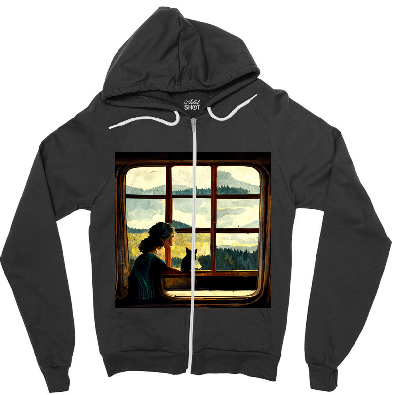 All You Need Is A Cat As You Stare Out The Window Zipper Hoodie | Artistshot