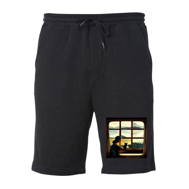 All You Need Is A Cat As You Stare Out The Window Fleece Short | Artistshot