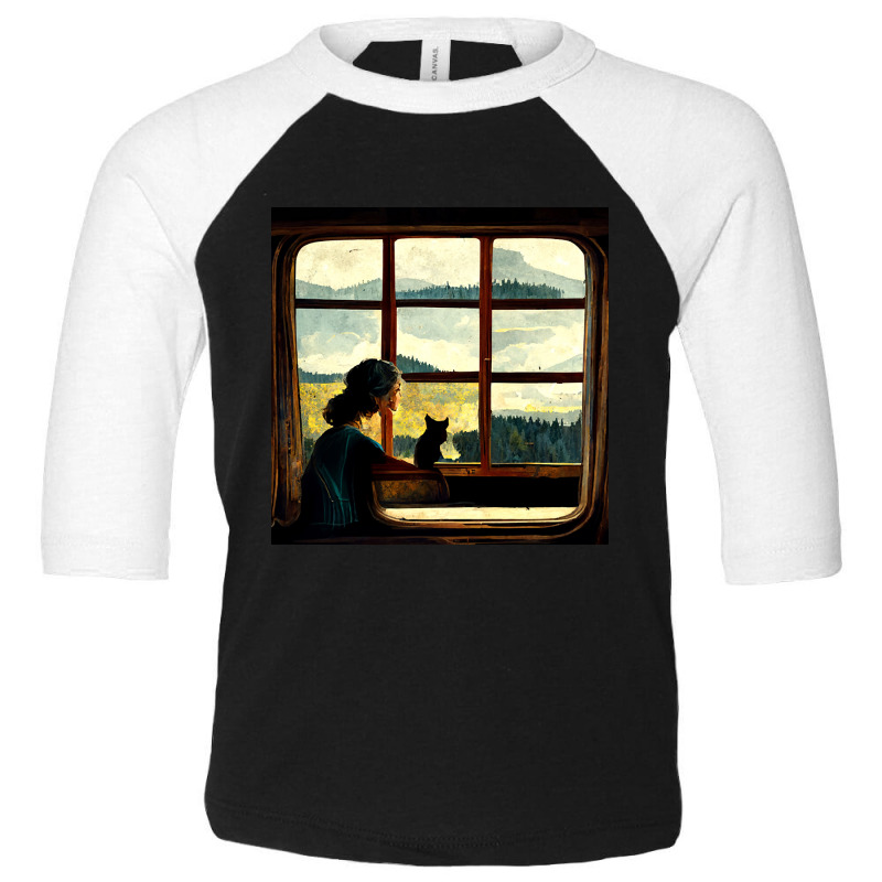 All You Need Is A Cat As You Stare Out The Window Toddler 3/4 Sleeve Tee | Artistshot