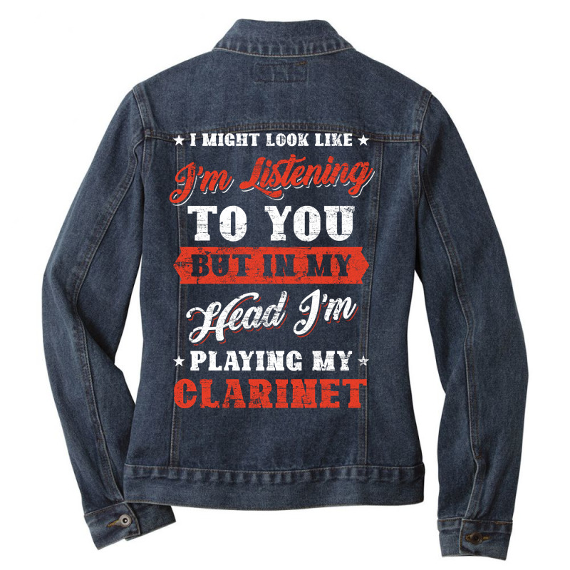 Clarinet In My Head Ladies Denim Jacket by dealgummy642 | Artistshot