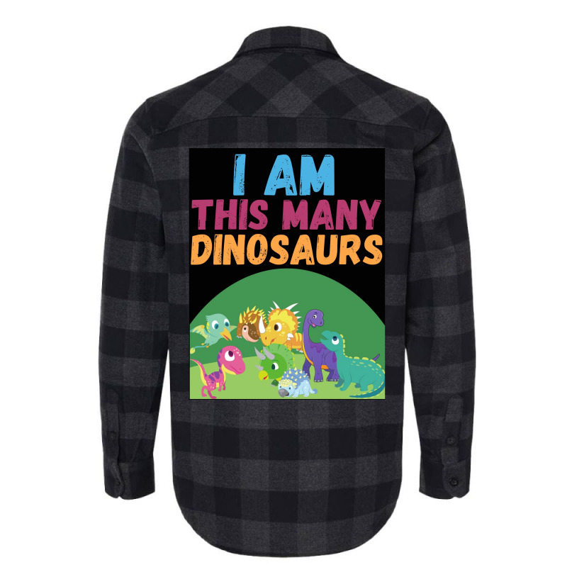 I Am This Many Dinosaurs 8 Eight Eighth Poster Quote Flannel Shirt | Artistshot