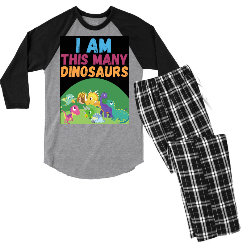 I Am This Many Dinosaurs 8 Eight Eighth Poster Quote Men's 3/4 Sleeve Pajama Set | Artistshot