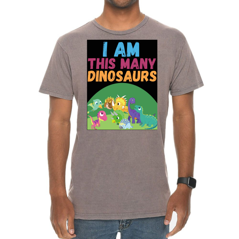 I Am This Many Dinosaurs 8 Eight Eighth Poster Quote Vintage T-shirt | Artistshot