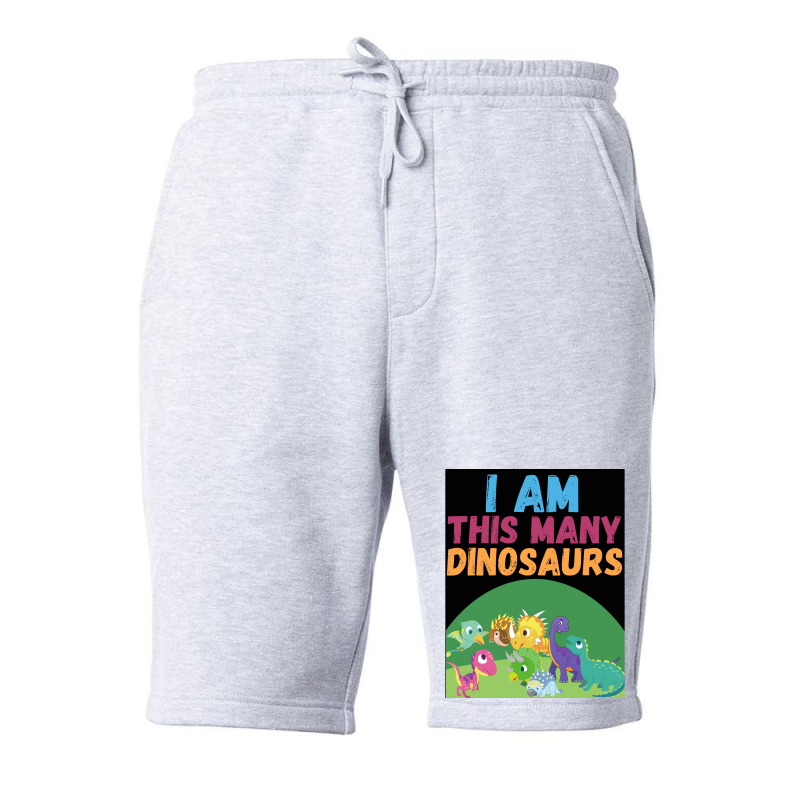 I Am This Many Dinosaurs 8 Eight Eighth Poster Quote Fleece Short | Artistshot