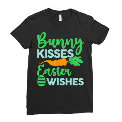 Bunny Kisses Easter Wishes Happy Easter Day Cute Rabbit T Shirt Ladies Fitted T-shirt Designed By Luantruong