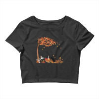 Four Cavalier King Charles Spaniels Playing In Fall Leaves Crop Top | Artistshot