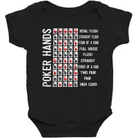 Limited Edition Poker Hands Cheat Sheet Card Casino Games Player Baby Bodysuit | Artistshot