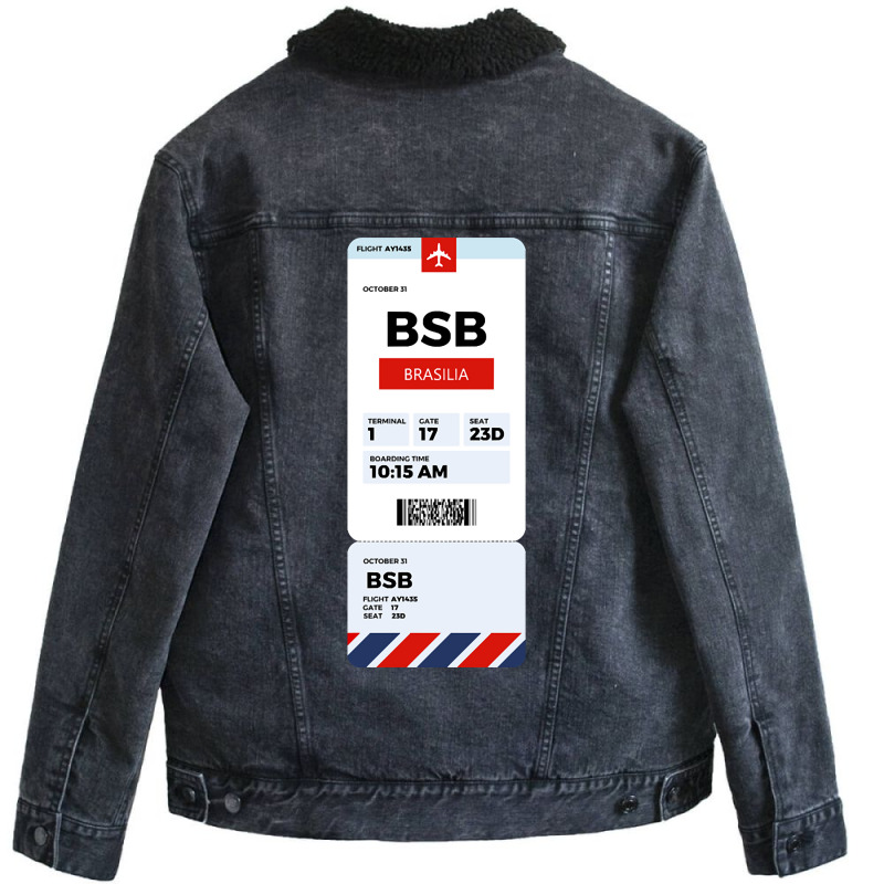 Brasilia Boarding Pass Unisex Sherpa-lined Denim Jacket | Artistshot