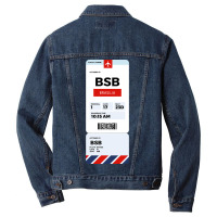 Brasilia Boarding Pass Men Denim Jacket | Artistshot