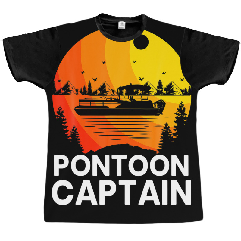 Vintage Pontoon Captain Design Funny Pontoon Boat Graphic T-shirt | Artistshot