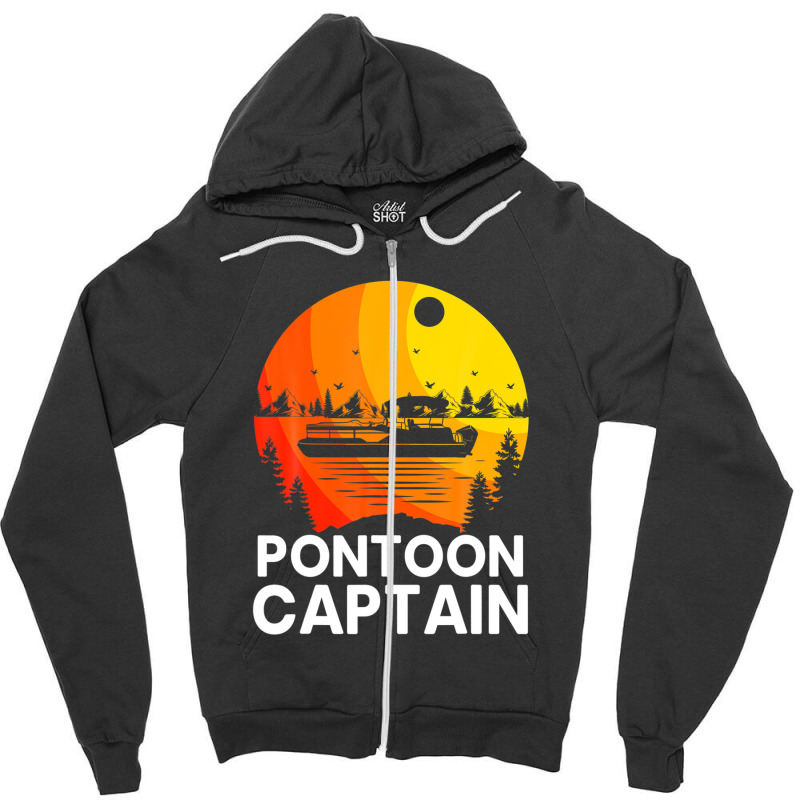 Vintage Pontoon Captain Design Funny Pontoon Boat Zipper Hoodie | Artistshot