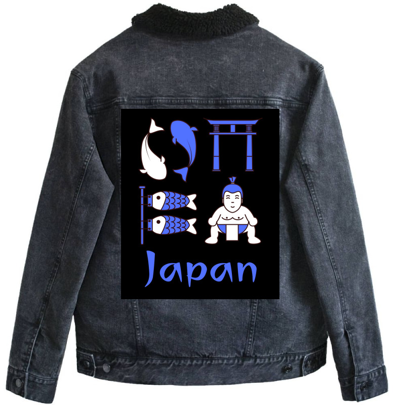 Japan Royal Blue Poster Nostalgia Unisex Sherpa-lined Denim Jacket | Artistshot