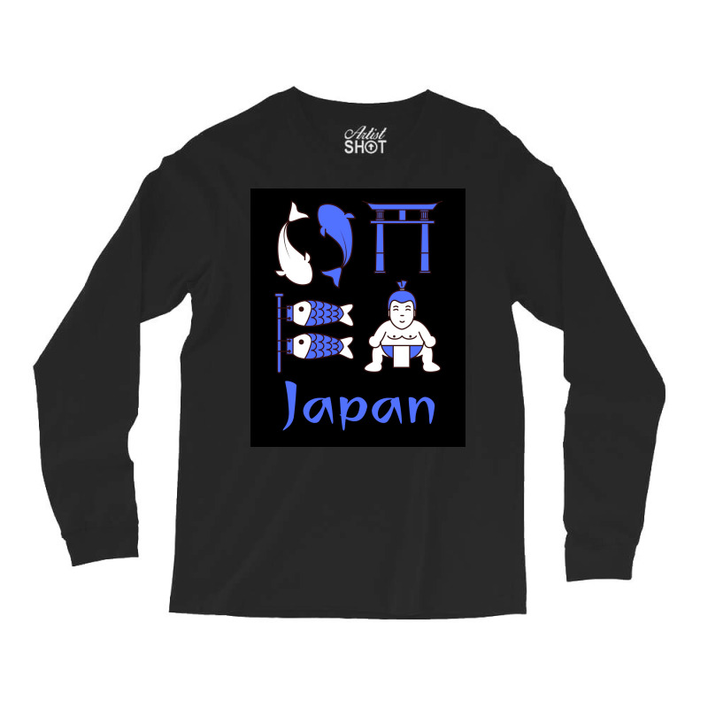 Japan Royal Blue Poster Nostalgia Long Sleeve Shirts | Artistshot