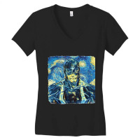 Black Bolt Van Gogh Style Women's V-neck T-shirt | Artistshot