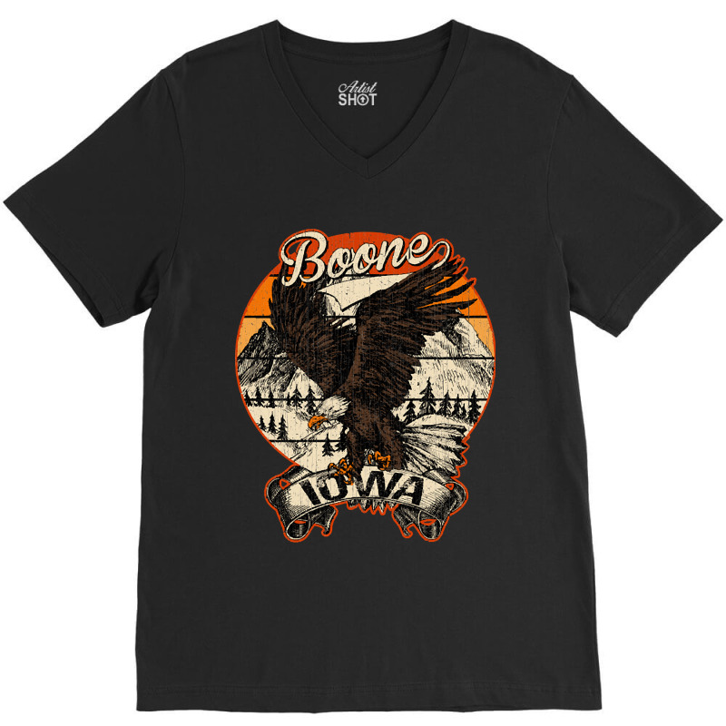 Boone Iowa Bald Eagle Retro Vintage Aesthetic V-neck Tee | Artistshot